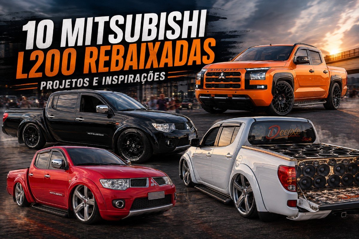 Mitsubishi L200 rebaixada em diferentes projetos com rodas grandes