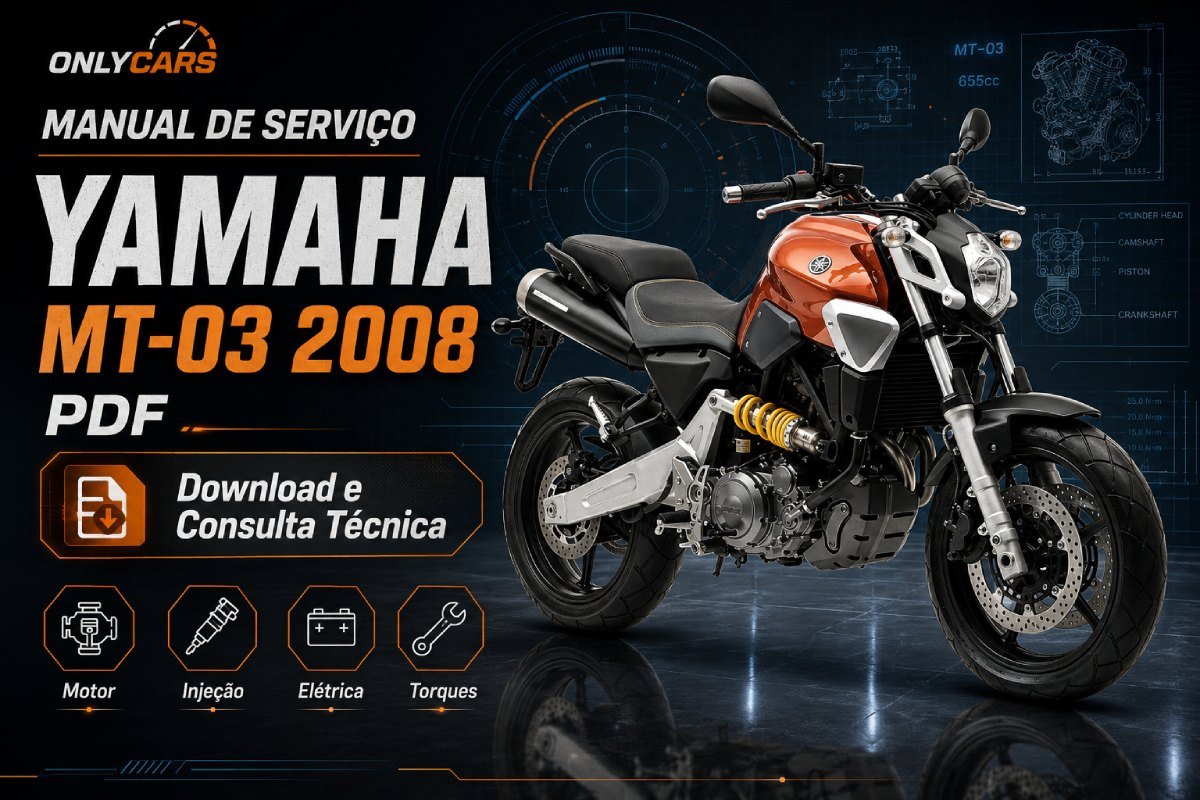Manual de serviço Yamaha MT-03 2008 em PDF com motor injeção elétrica torques óleo e diagnóstico