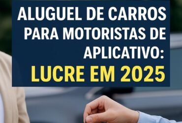 Homem com prancheta ao lado de carros de aplicativo, representando renda passiva com aluguel de veículos