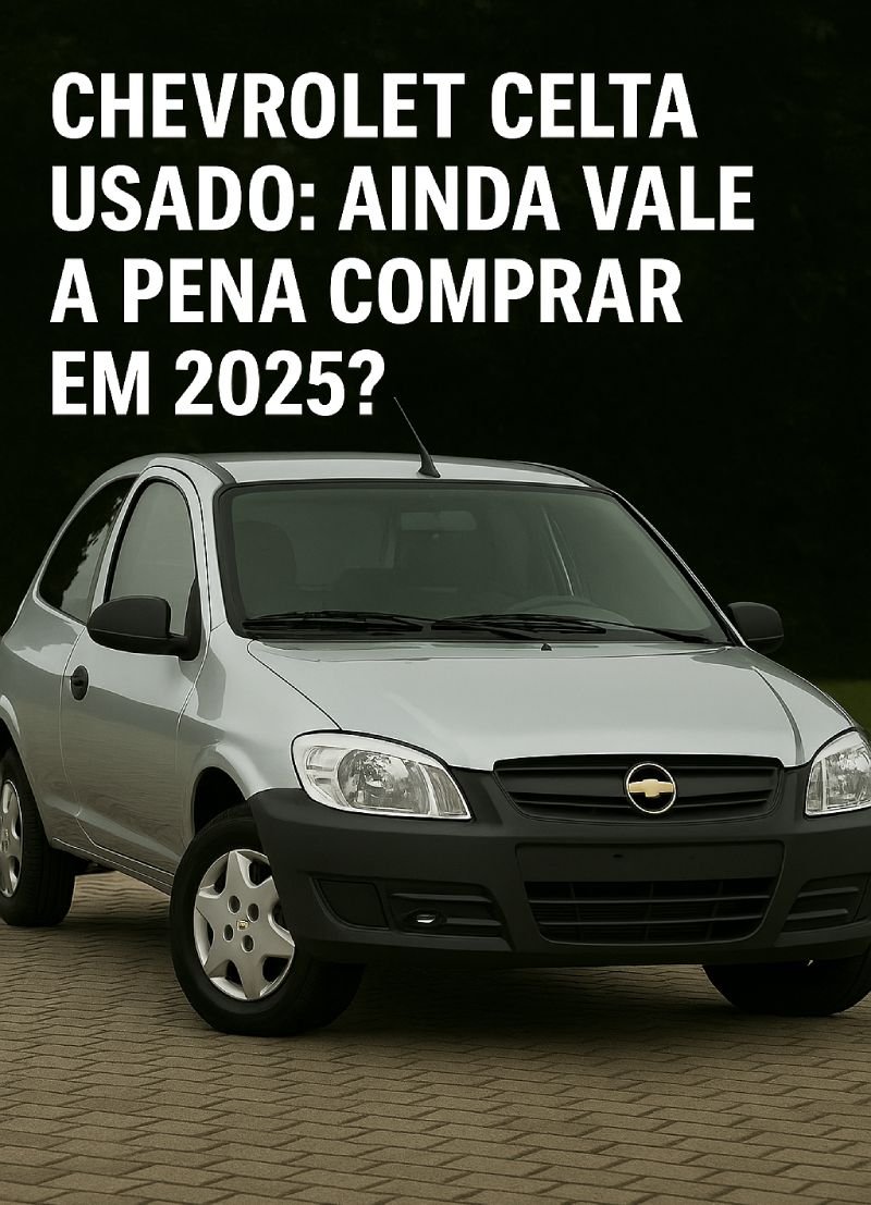 Comparativo visual de dois Chevrolet Celta com texto: ainda vale a pena comprar em 2025?