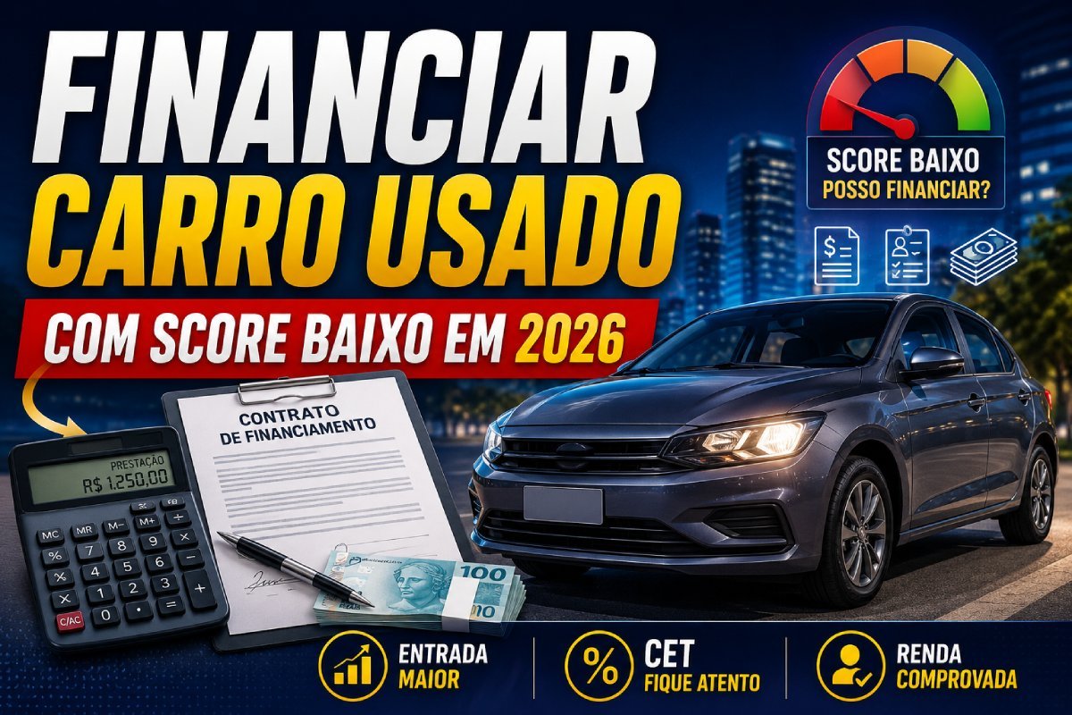 Como financiar carro usado com score baixo em 2026