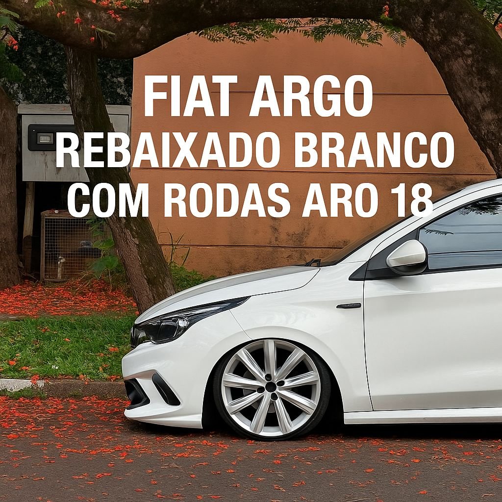 Fiat Argo branco rebaixado com rodas Zunky modelo IX aro 18