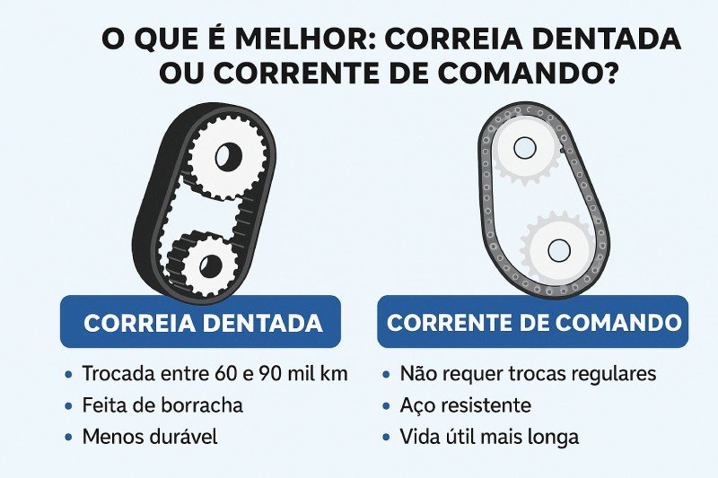 Comparativo entre correia dentada e corrente de comando usada no HB20