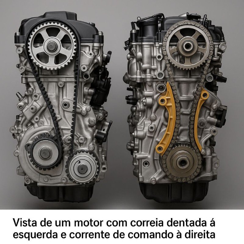 Motor com correia e corrente de comando