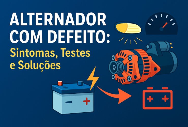Capa do post sobre alternador com defeito mostrando sintomas e soluções visuais
