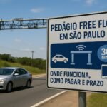 Pedágio Free Flow em São Paulo 2025 com pórtico eletrônico na rodovia