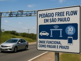 Pedágio Free Flow em São Paulo 2025 com pórtico eletrônico na rodovia