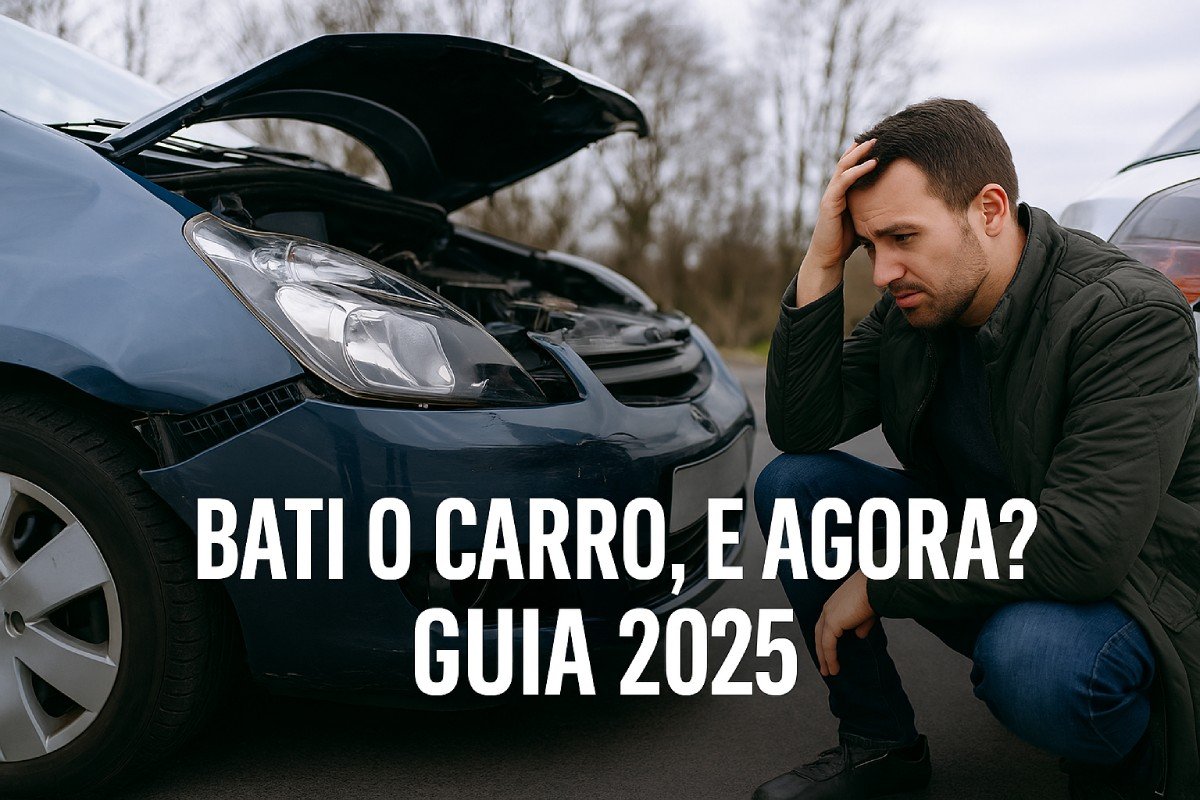 Capa do guia: o que fazer após bater o carro em 2025, com elementos de trânsito e segurança