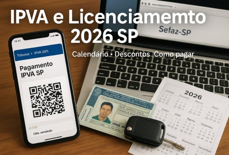 IPVA e Licenciamento 2026 SP: pagamento no app com QR Code PIX, CNH e calendário