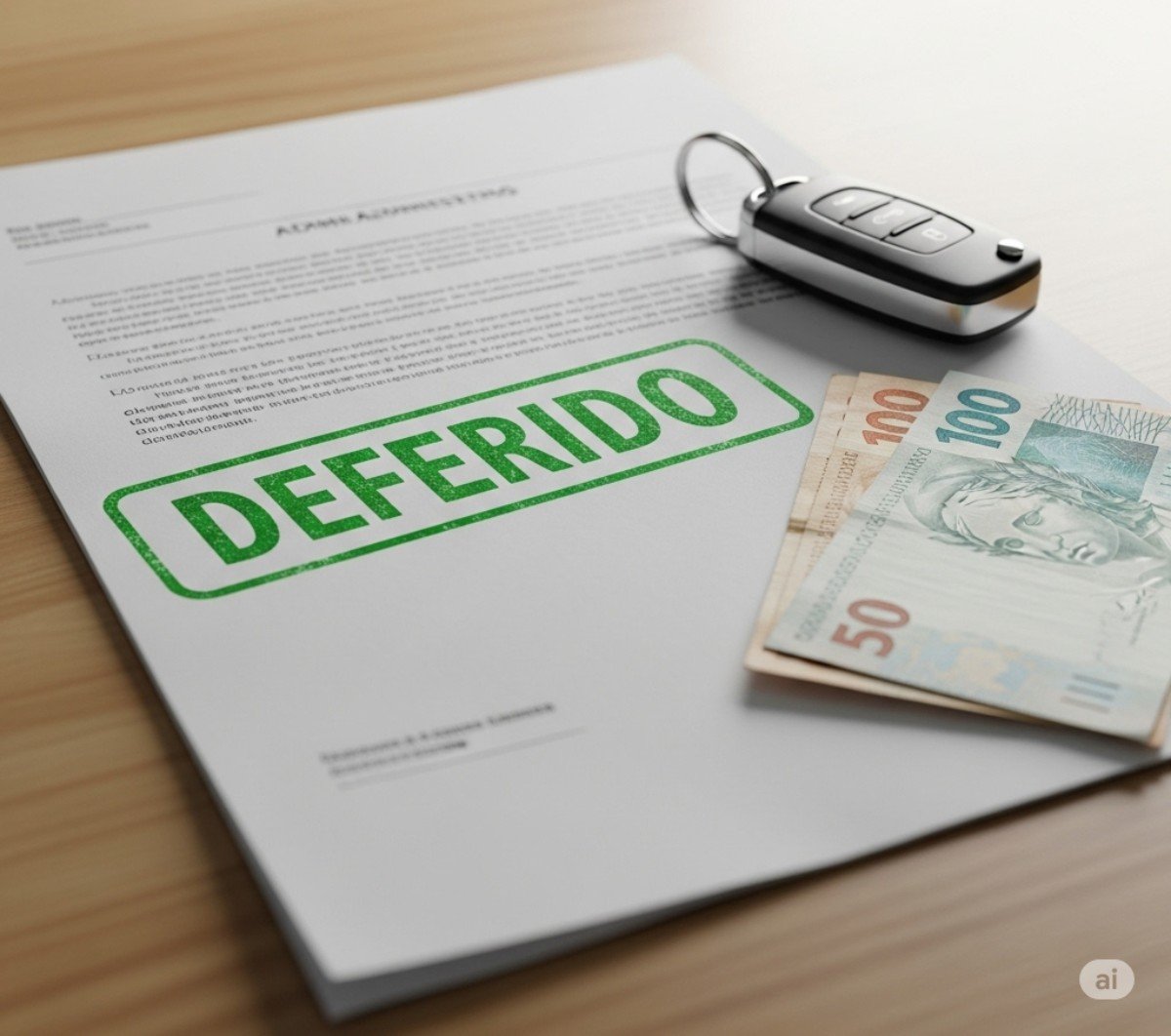 Imagem ilustrativa sobre recurso de multa deferido, mostrando documento e carimbo verde