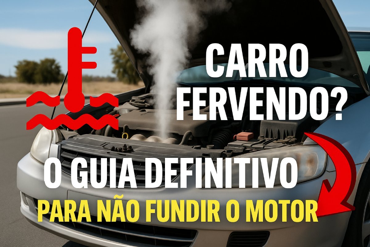 Motor superaquecendo com vapor saindo do capô; motorista sinaliza e abre o capô com cuidado