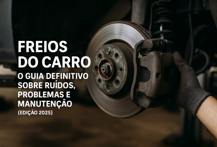 Capa do guia definitivo sobre freios do carro 2025 com disco de freio em destaque
