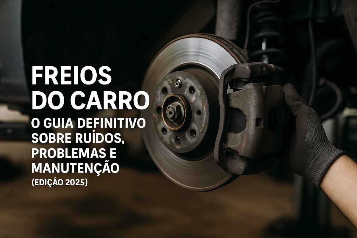 Capa do guia definitivo sobre freios do carro 2025 com disco de freio em destaque