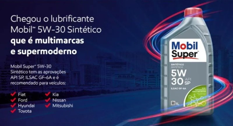 Óleo 5W-30 100% sintético — API SP / ILSAC GF-6 Rótulo de óleo 5W-30 100% sintético com API SP e ILSAC GF-6 destacados