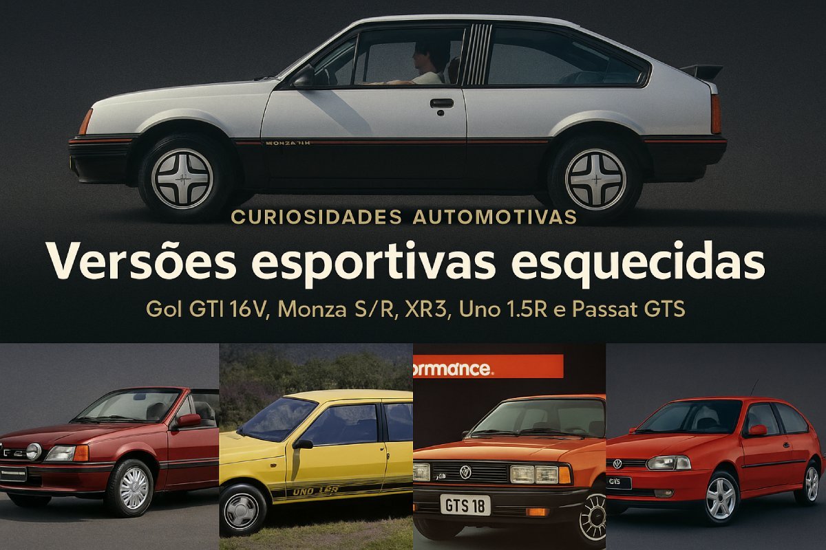 Capa do post Versões esportivas esquecidas parte 1 com Gol GTI 16V, Monza S/R, Escort XR3 conversível, Uno 1.5R e Passat GTS Pointer