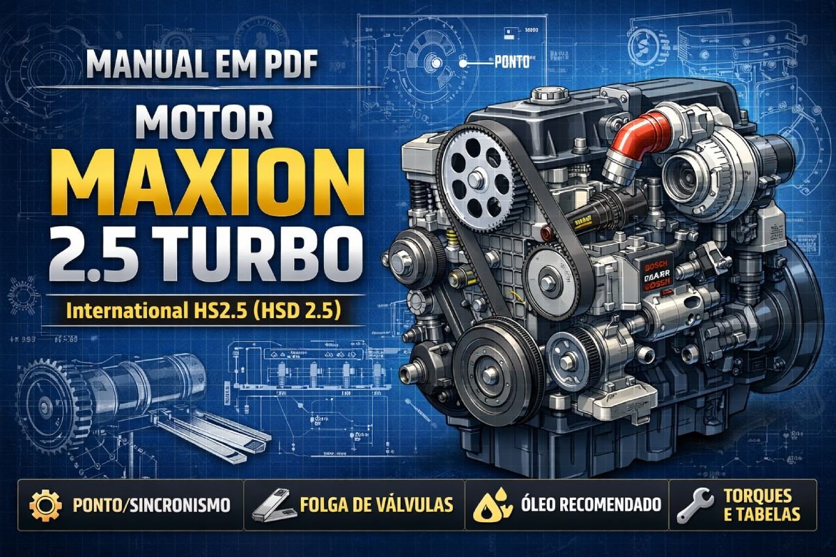 Manual do motor Maxion 2.5 Turbo (International HS2.5 / HSD 2.5) em PDF: ponto, válvulas e torques
