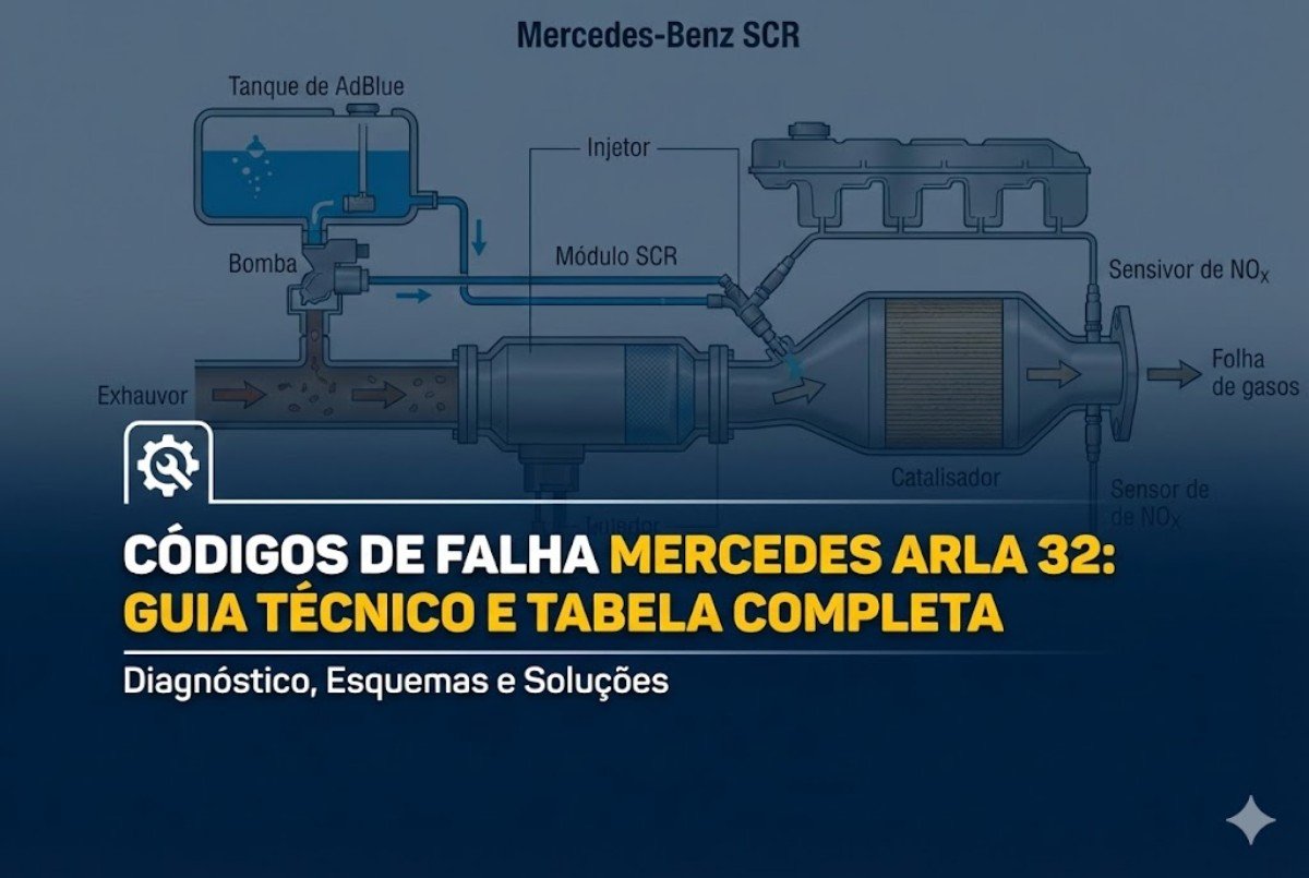 Códigos de falha Mercedes ARLA 32 SCR em caminhões Mercedes-Benz com tabela de erros