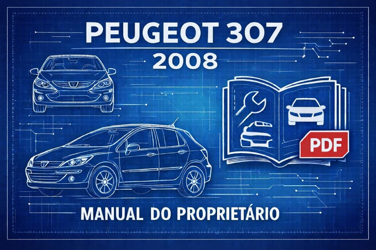 Capa do manual do proprietário Peugeot 307 2008 em PDF, para versões hatch e sedan