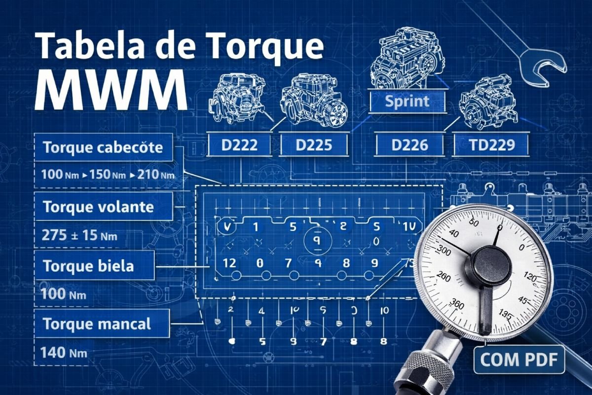Tabela de torque de aperto dos motores MWM (Sprint, D225, D226, D229 e TD229) em PDF
