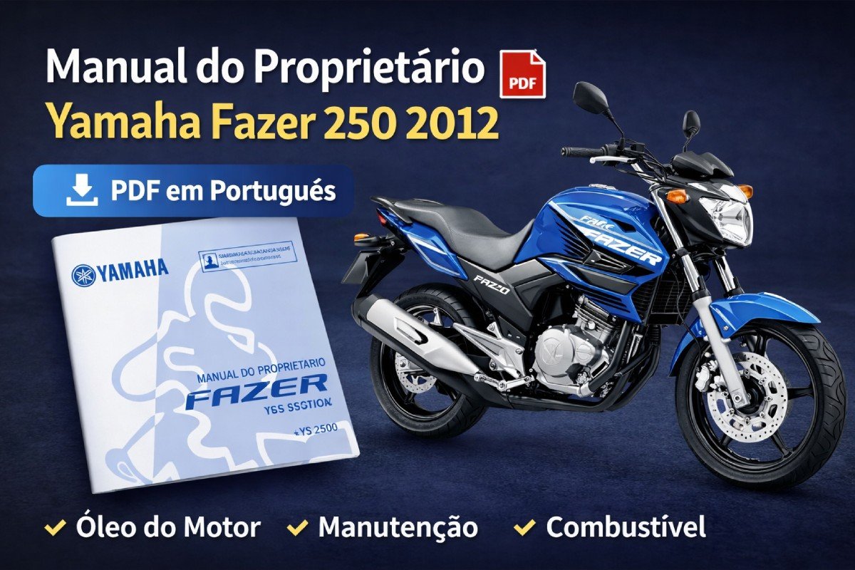 Manual do proprietário da Yamaha Fazer 250 2012 em PDF com informações de óleo, manutenção e painel