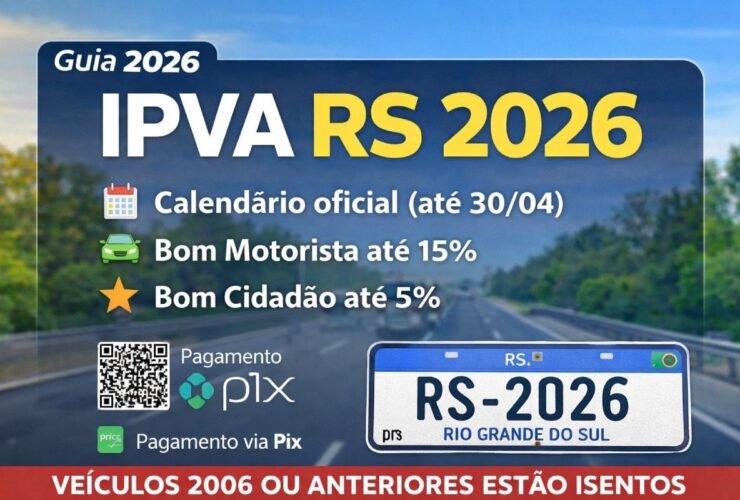 IPVA RS 2026: calendário oficial, descontos e pagamento por Pix no Rio Grande do Sul