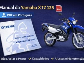 Manual do proprietário da Yamaha XTZ 125 em PDF com informações de óleo, pneus e manutenção
