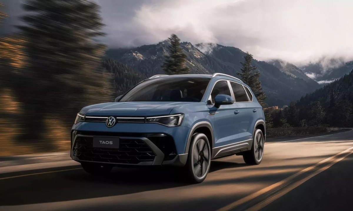 VW Taos 2026 (SUV médio) – frente e detalhes do novo visual