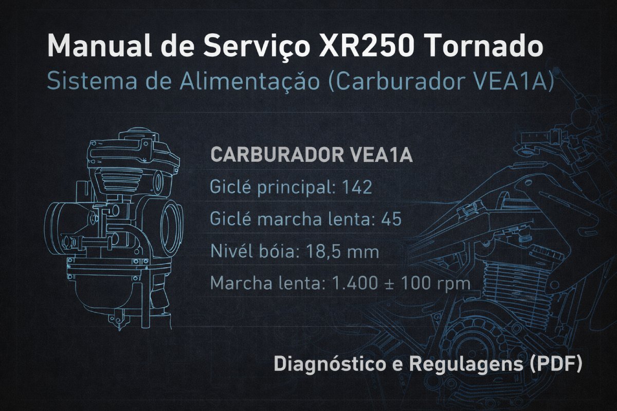 Manual de serviço XR250 Tornado: sistema de alimentação e carburador VEA1A (PDF)