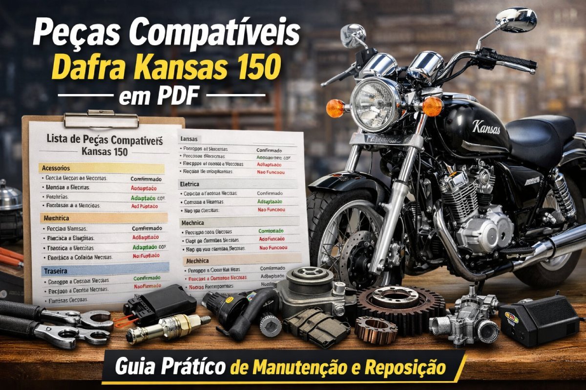 Lista de peças compatíveis da Dafra Kansas 150 em PDF para manutenção e reposição