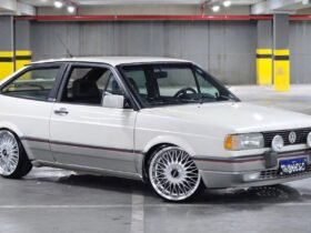 Gol GTI 1993 Branco Nacar rebaixado com rodas Vitória Balina aro 17