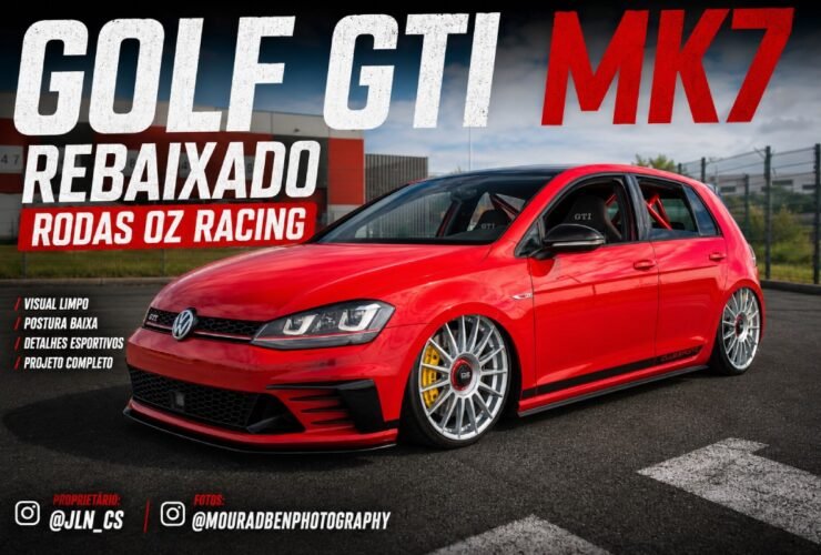 VW Golf GTI MK7 rebaixado vermelho com rodas OZ Racing
