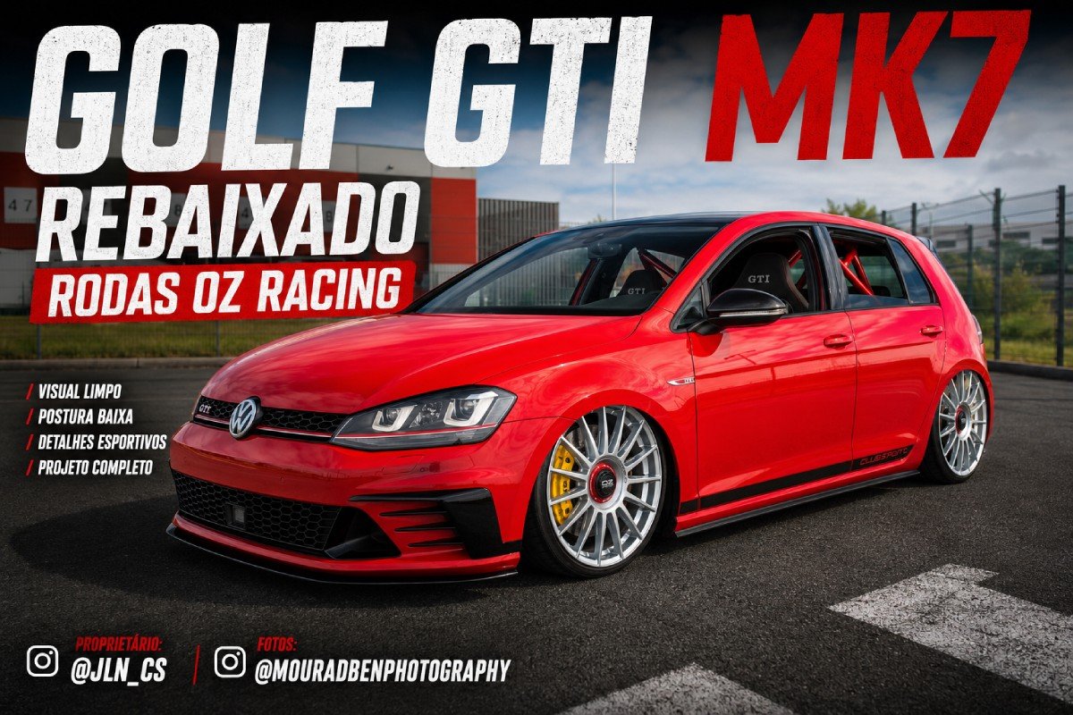 VW Golf GTI MK7 rebaixado vermelho com rodas OZ Racing