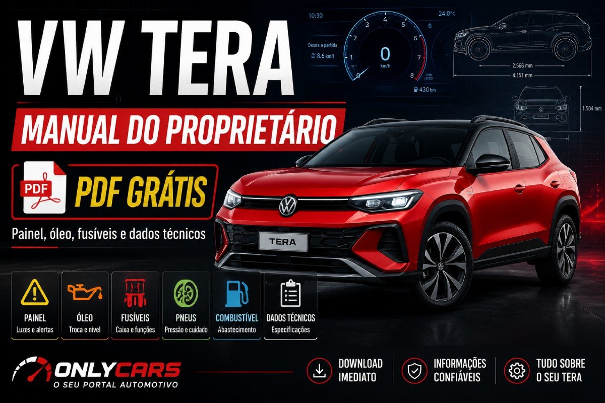 Manual do proprietário VW Tera PDF com informações de óleo, fusíveis, painel, pneus e dados técnicos