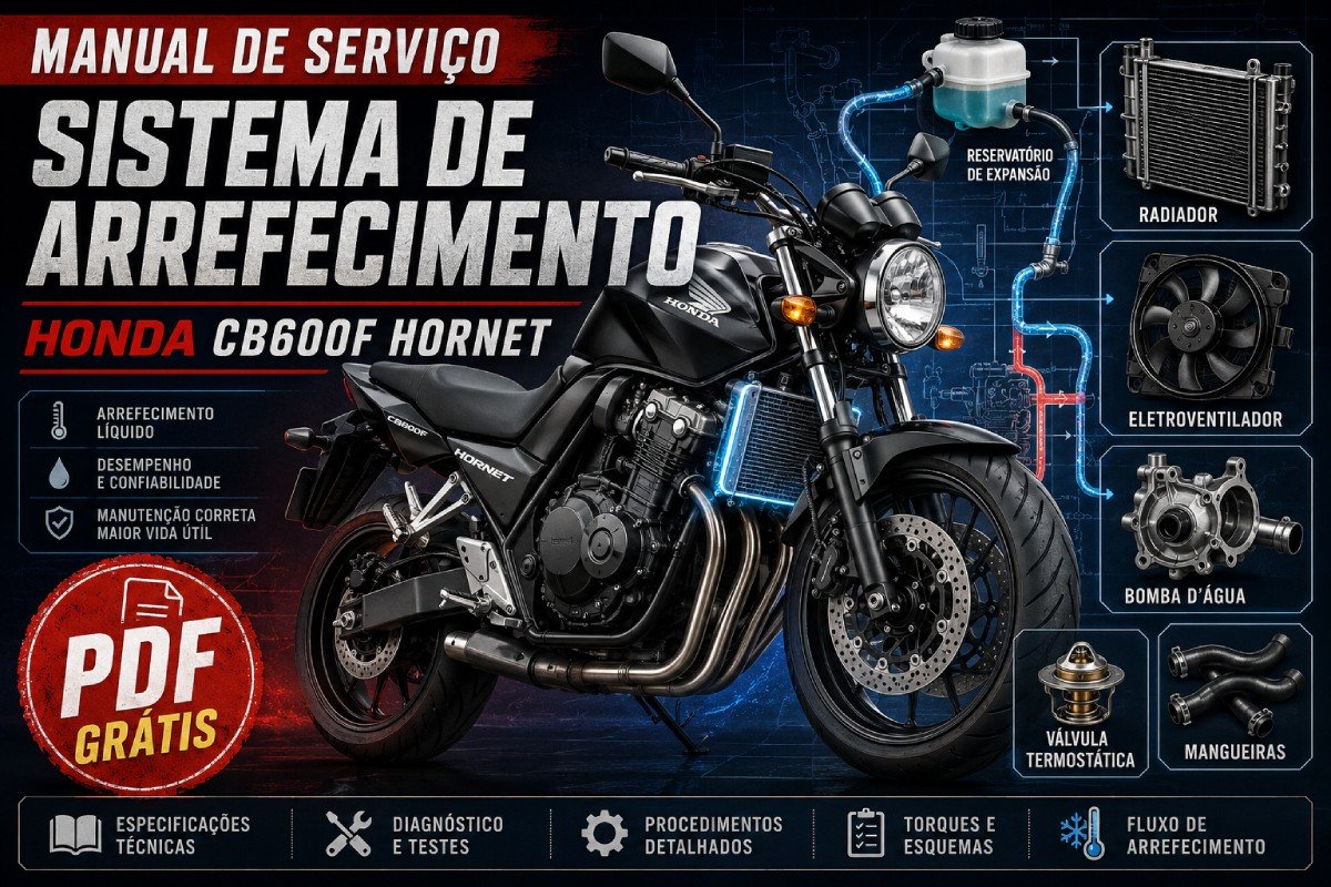 Manual de serviço Honda CB600F Hornet sistema de arrefecimento em PDF