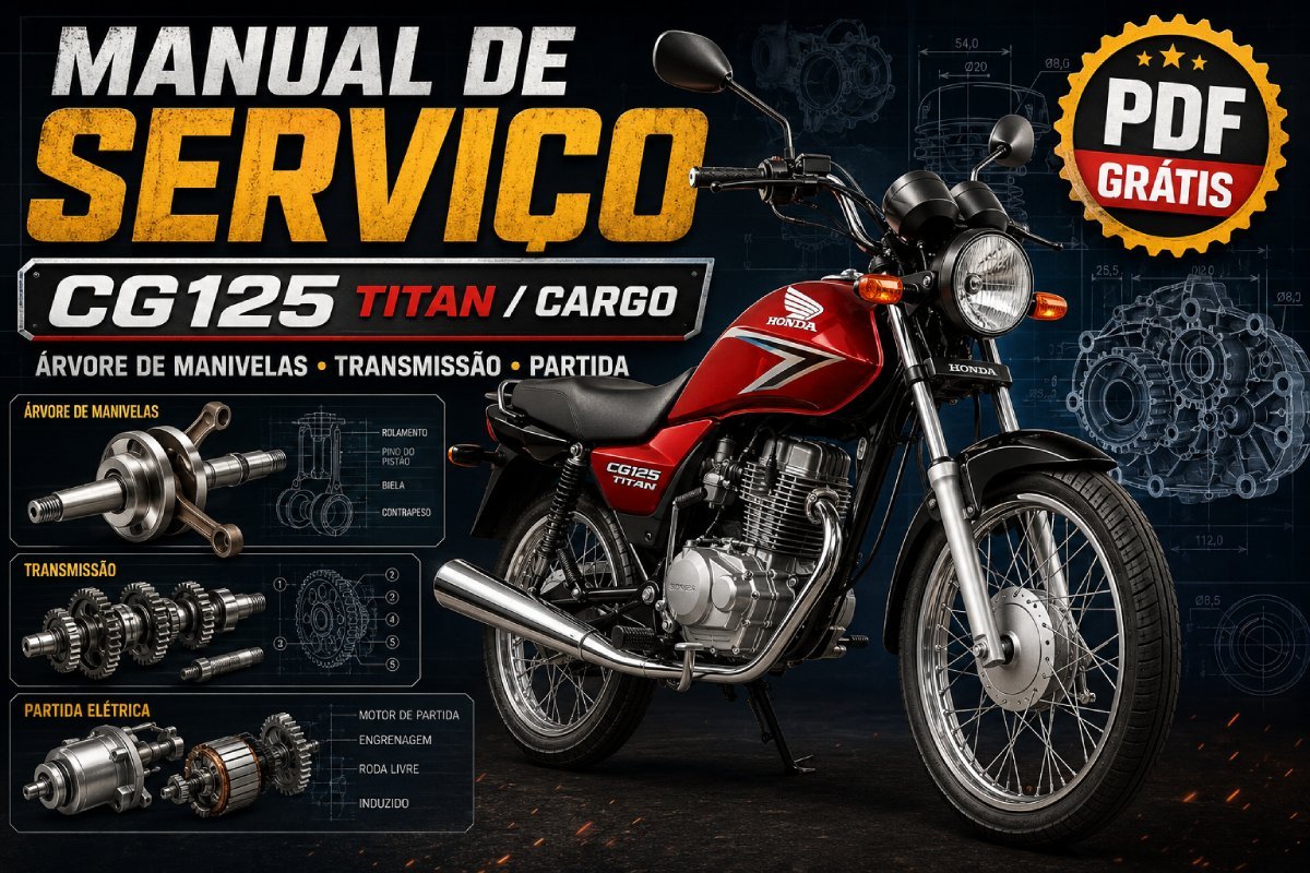Manual de serviço Honda CG125 Titan árvore de manivelas transmissão conjunto de partida PDF