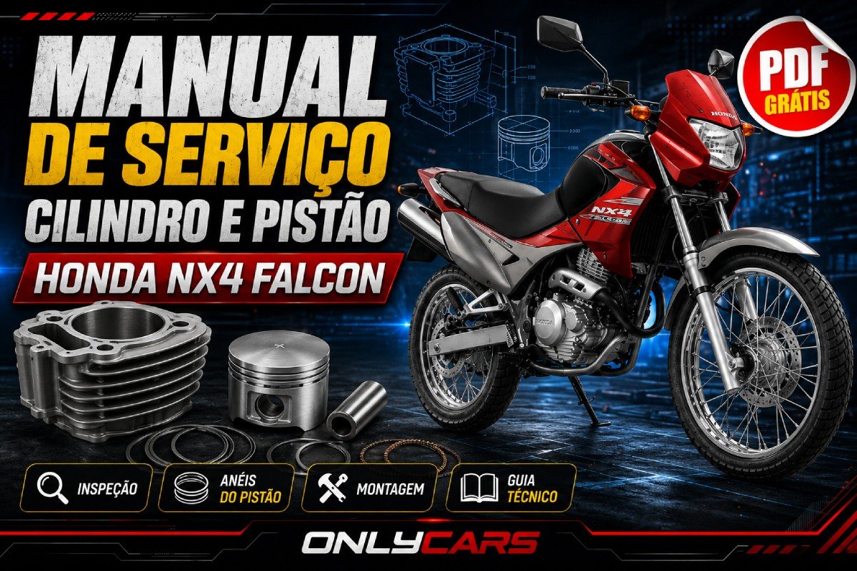 Manual de serviço Honda NX4 Falcon cilindro e pistão em PDF
