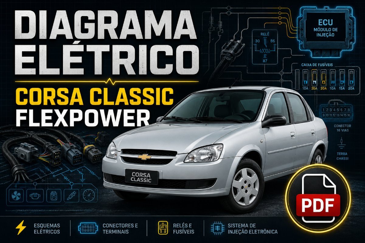 Diagrama elétrico Corsa Classic Flexpower Delphi Multec MT25 em PDF