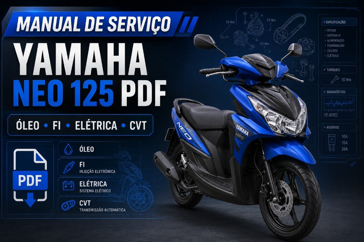 Manual de Serviço Yamaha Neo 125 PDF com óleo, injeção, elétrica, pneus e torques