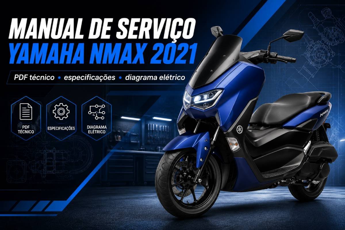Manual de serviço Yamaha NMAX 2021 PDF com scooter e elementos técnicos de oficina