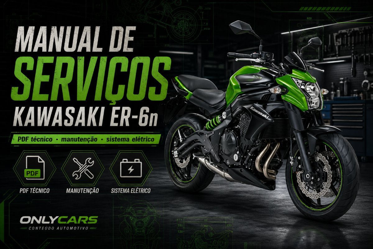 Manual de serviços Kawasaki ER-6n e ER-6n ABS PDF com moto naked e elementos técnicos