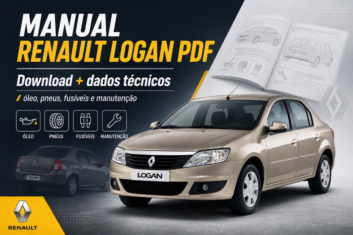 Manual do Proprietário Renault Logan PDF com informações de óleo, pneus, fusíveis e dados técnicos