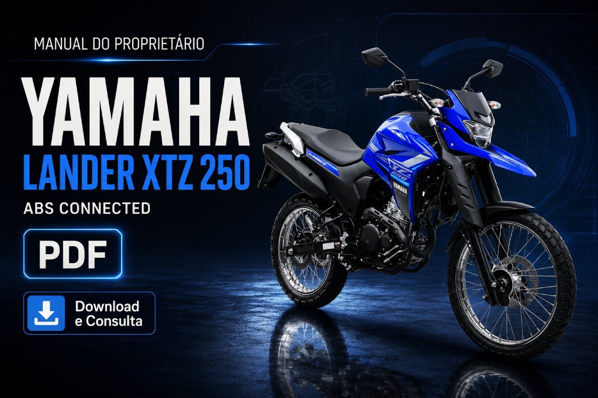 Manual do proprietário Yamaha Lander XTZ 250 ABS Connected em PDF para consulta de óleo pneus painel e manutenção