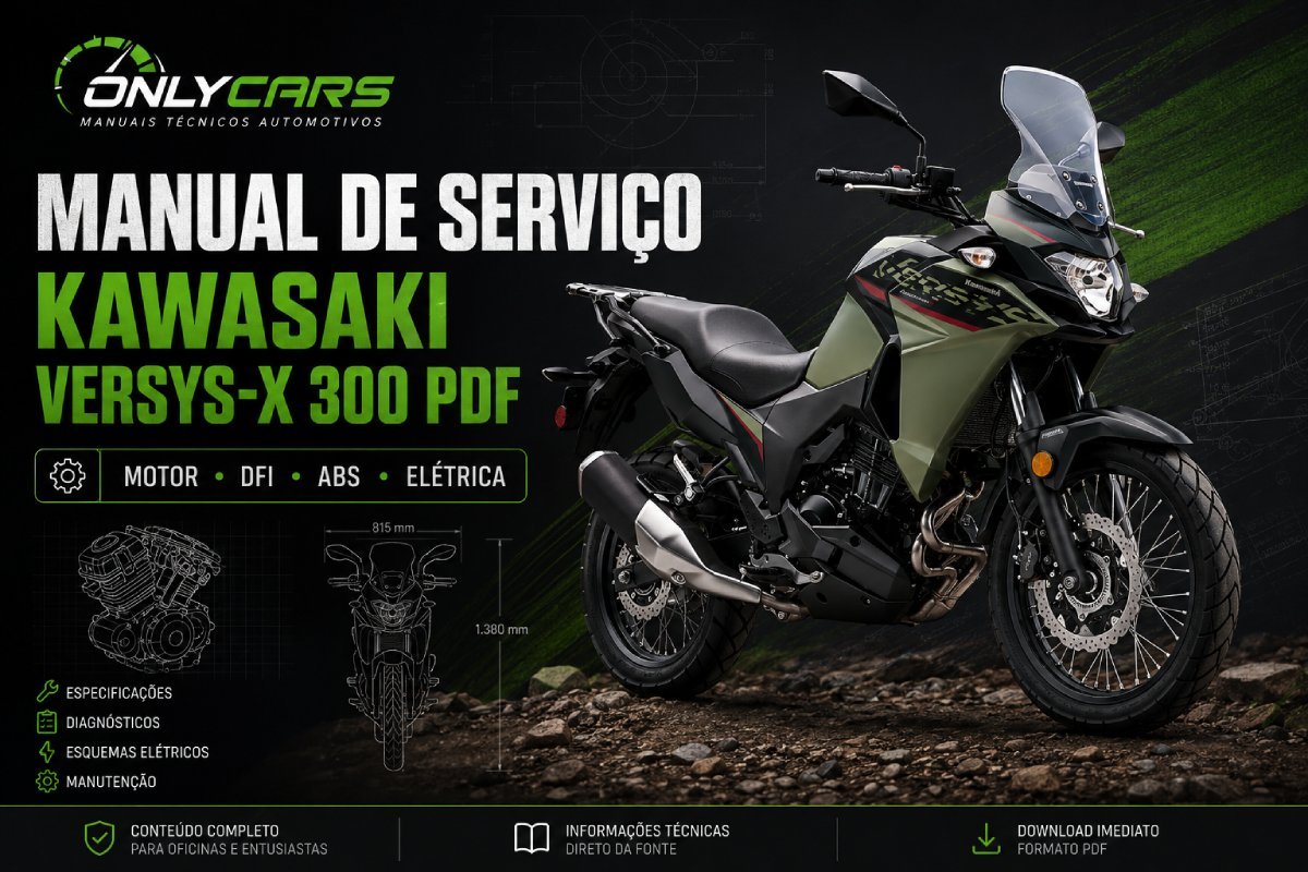 Manual de Serviço Kawasaki Versys-X 300 PDF com manutenção, motor, ABS, elétrica e torques