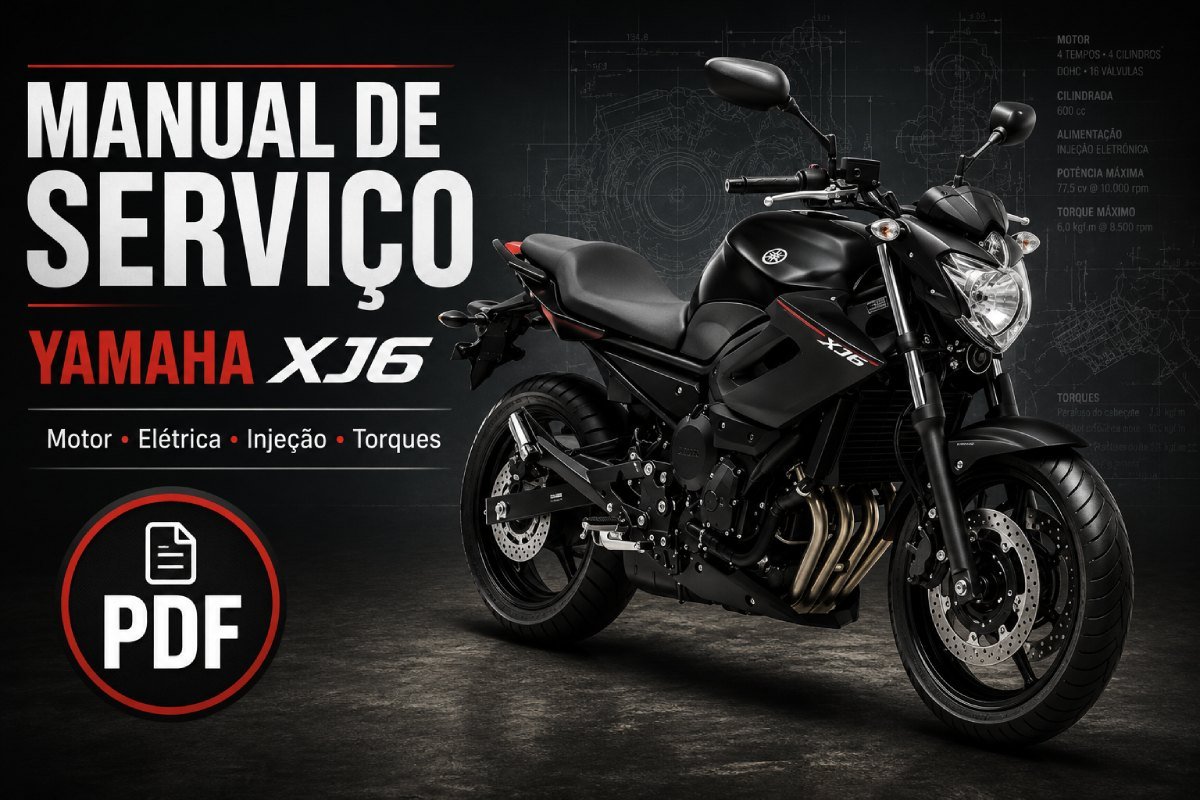 Manual de serviço Yamaha XJ6N 2010 em PDF com motor injeção elétrica torques óleo e diagnóstico