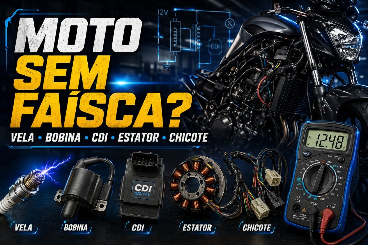 Moto sem faísca com vela bobina CDI estator pulsadora e chicote