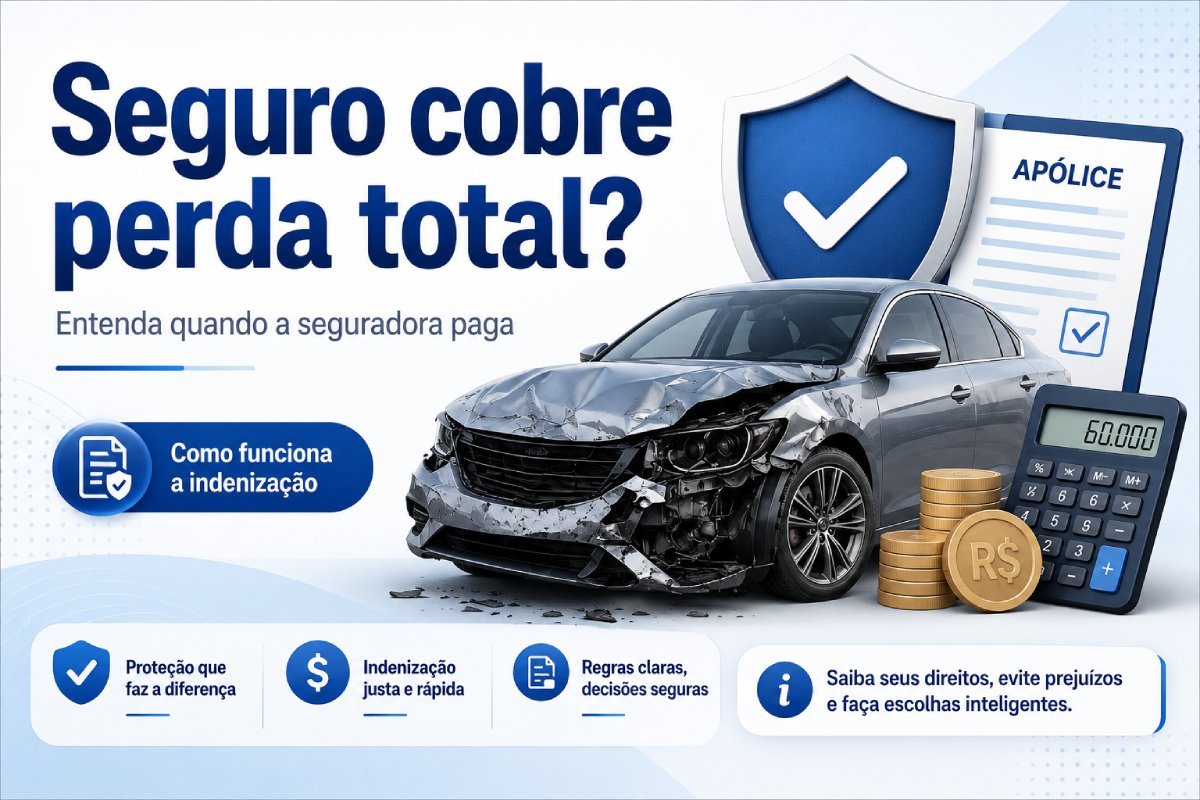 Seguro cobre perda total de carro com indenização integral