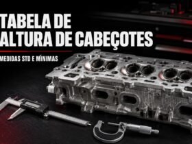 Tabela de altura de cabeçotes com medidas STD e mínimas e instrumentos de medição