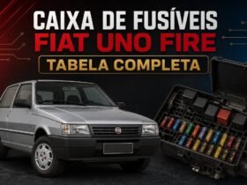 Caixa de fusíveis do Fiat Uno Fire com tabela completa