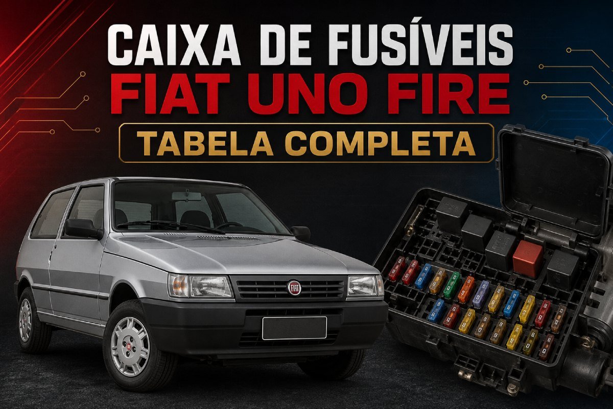 Caixa de fusíveis do Fiat Uno Fire com tabela completa