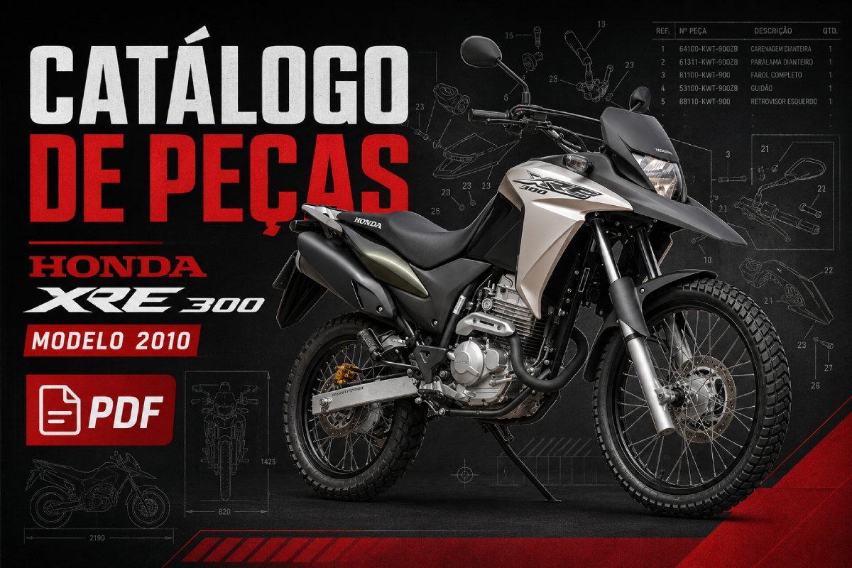 Catálogo de peças Honda XRE 300 2010 com códigos e vistas explodidas em PDF